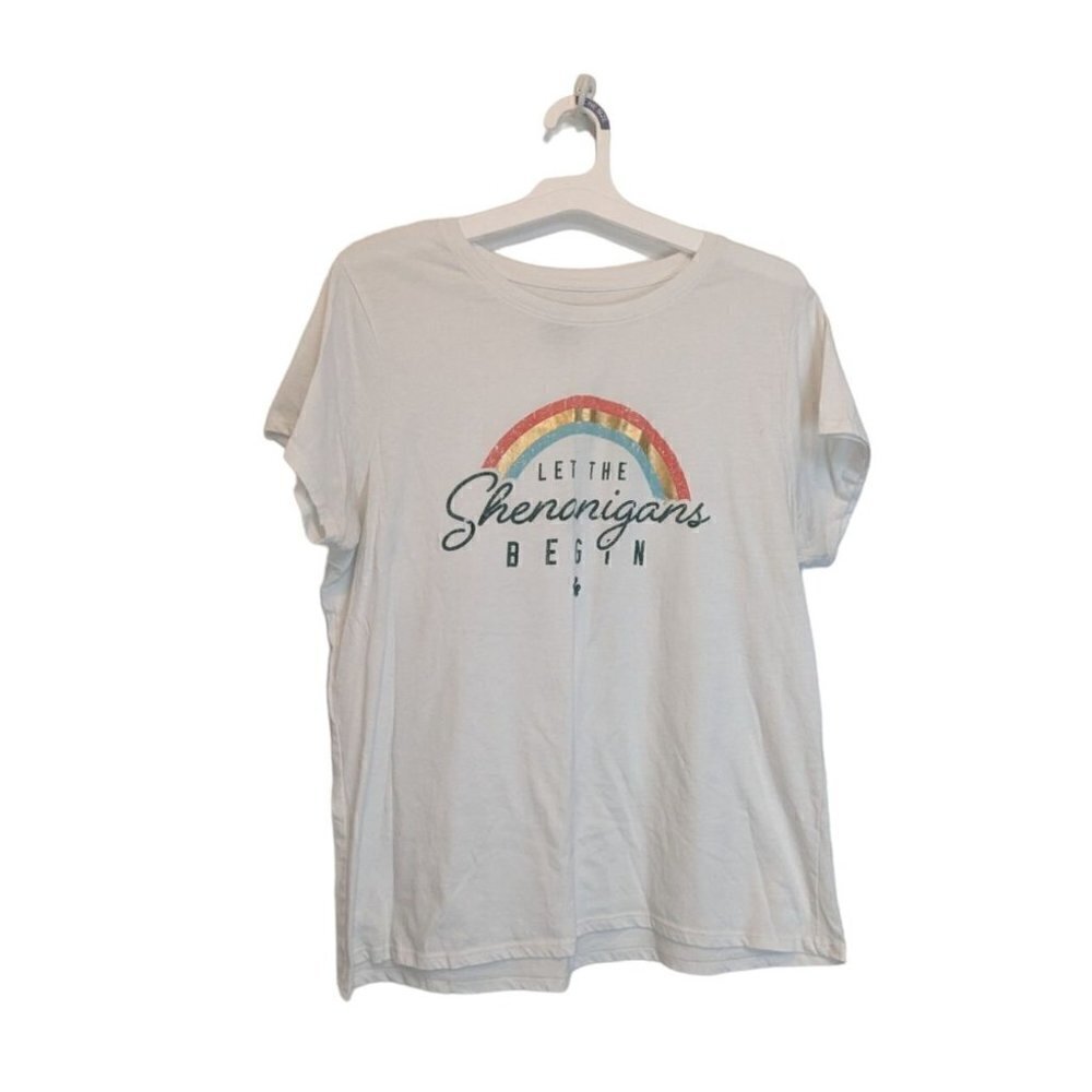 Let The Shenanigans Begin Women's White Tee Size XL